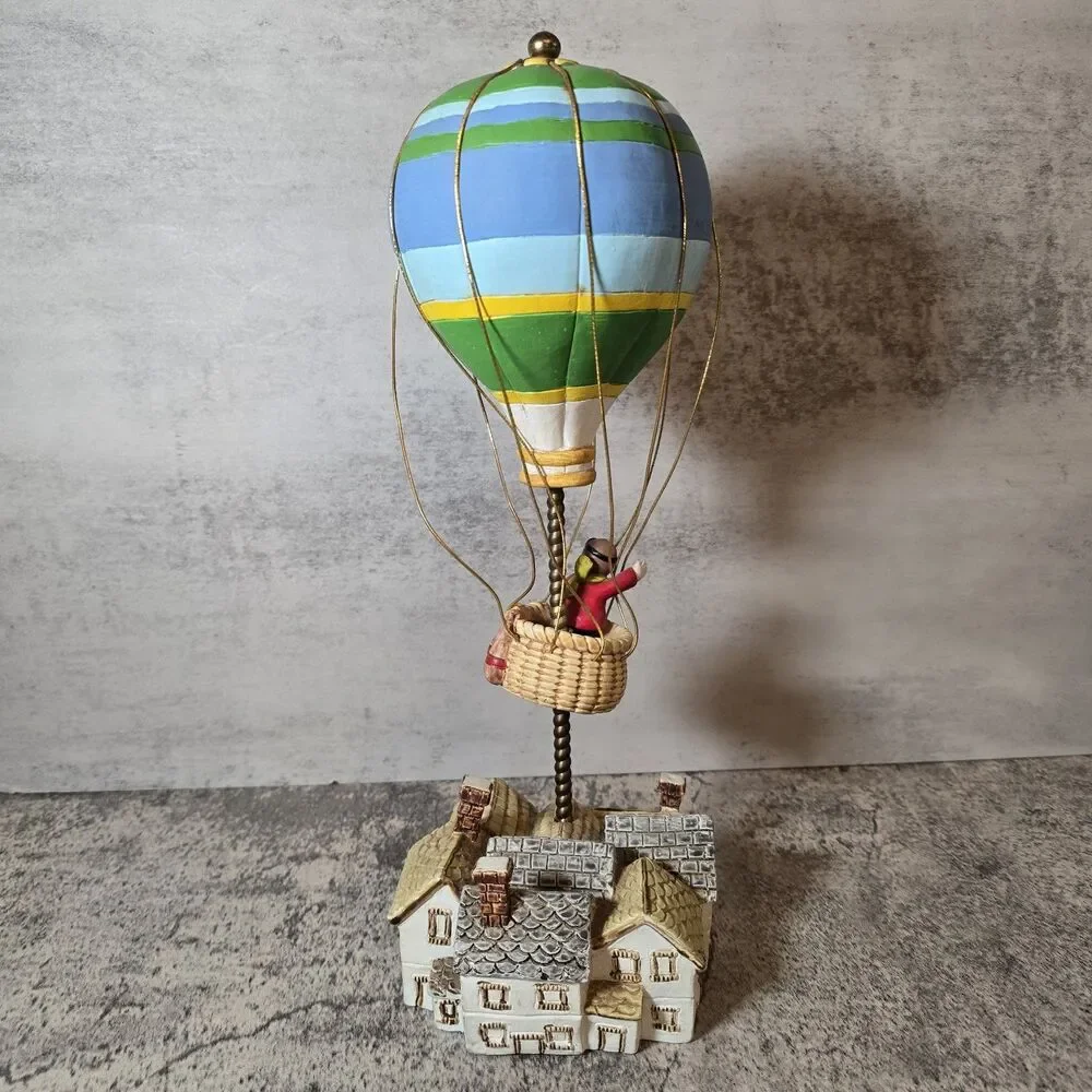 Vtg George Good Hot Air Balloon Music Box Plays Around The World In 80 Days 1986
